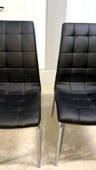 Conjunto 6 Sillas Negras Piel Sintética