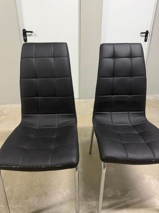 Conjunto 6 Sillas Negras Piel Sintética