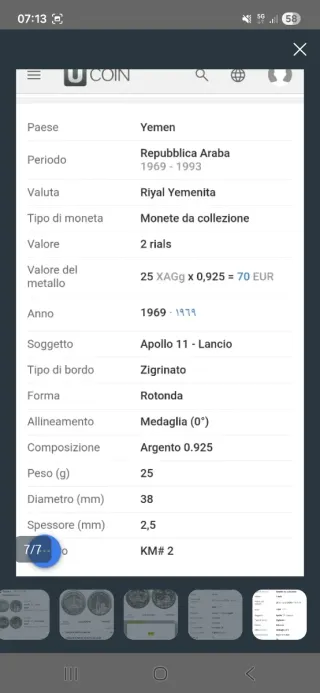 Set 2 Monete Argento Repubblica Araba Yemen 1969