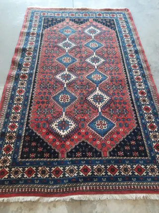 Tappeto persiano lana blu e rosso