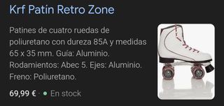 Krf Patín Retro Zone Blancos Talla 35