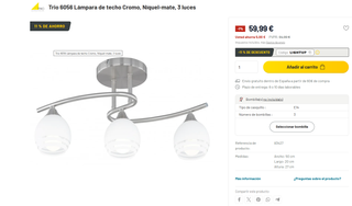 NUEVA!!! Lámpara de techo curva TRIO