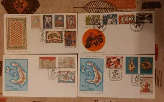 4 Sobres Primer Día Grecia Sellos Antiguos