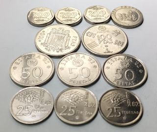 Lote 12 monedas España Rey Juan Carlos I