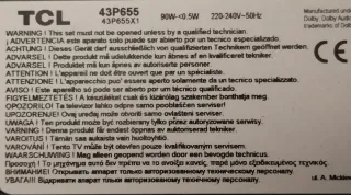 Despiece TV TCL 43P655