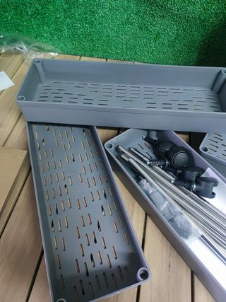 SONGMICS Carro de Almacenamiento de 4 Niveles, Carrito con Ruedas, Carro de Cocina, Ahorro de Espacio, para Baño, Oficina, 14,4 x 42 x 86 cm, Gris Paloma KSC008G01