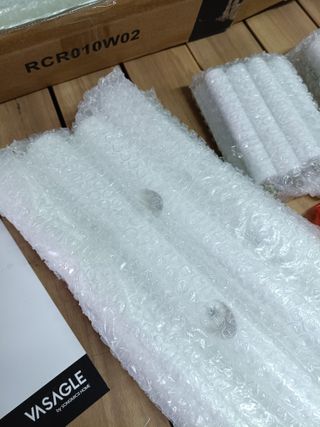 VASAGLE Appendiabiti, Legno Massello, a Forma di Albero, 8 Ganci per Giacche, Cappelli, per Corridoio, Ganci e Barra di Supporto in Legno di Gomma, Bianco Nuvola RCR010W02