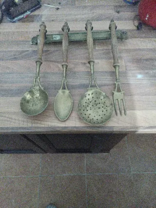 Set Utensilios Cocina Antiguos Madera y Metal
