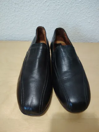 Mocasines de piel negros cuña 4 cm T37