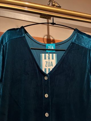 Kaftán ZUA terciopelo azul turquesa talla única