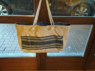 Borsa mare spiaggia beige e blu