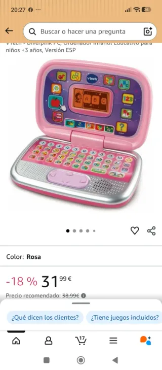 Ordenador infantil VTech rosa
