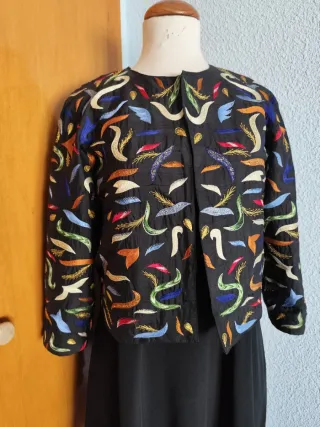 Chaqueta de seda bordada Talla M