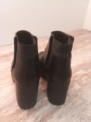 Botas Zara Piel Tacón Plataforma Negras