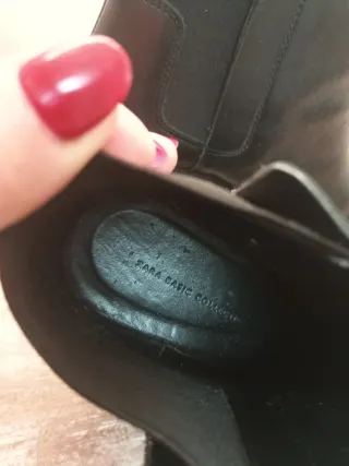 Botas Zara Piel Tacón Plataforma Negras