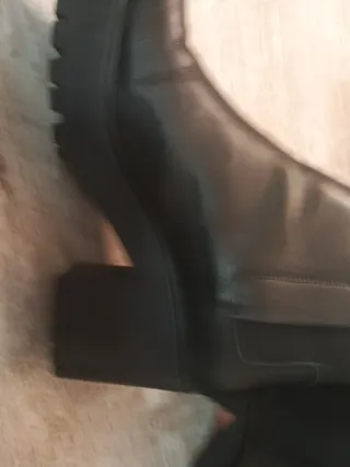 Botas Zara Piel Tacón Plataforma Negras