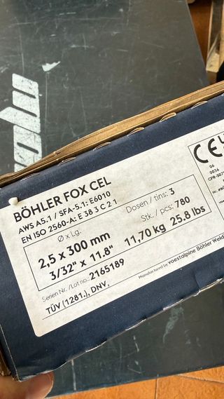Electrodo Bohler Fox Cel 2.5mm E6010