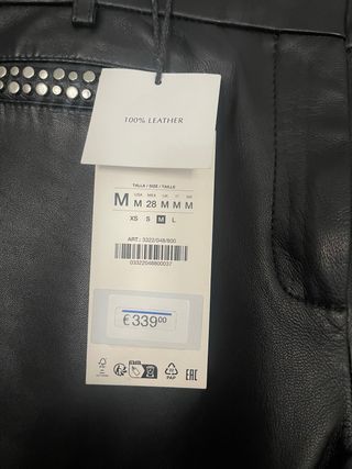Pantalón Zara Piel Negro Tachuelas