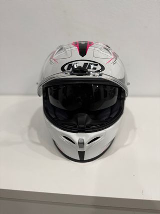 Casco HJC blanco y rosa
