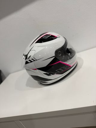 Casco HJC blanco y rosa