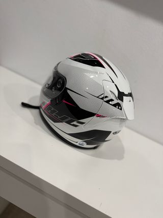 Casco HJC blanco y rosa