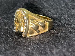 Anillo Oro 18k 750 con Diamantes y Caballo