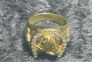 Anillo Oro 18k 750 con Diamantes y Caballo