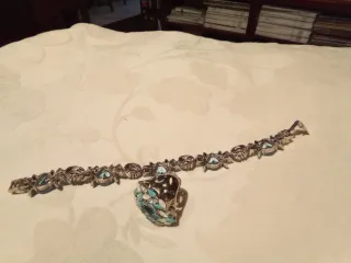 Conjunto Plata y Pedrería Azul: Anillo y Pulsera