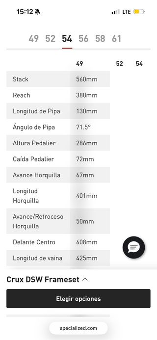 Cuadro Specialized Crux 54