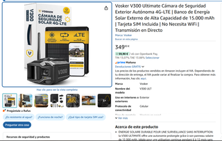Vosker V300 Ultimate Cámara Seguridad Solar 4G-LTE
