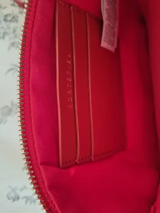 Bolso Cortefiel rojo pequeño cremalleras