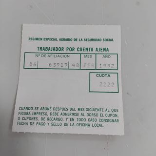 Cupones Recargo Seguridad Social Agrario