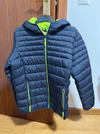 Chaqueta acolchada niñ@ gris y verde. Talla 164 cm