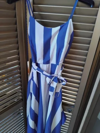 Abito Donna Svasato Blu/Bianco