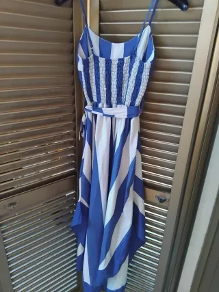 Abito Donna Svasato Blu/Bianco