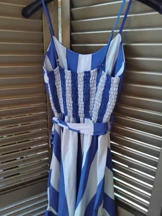 Abito Donna Svasato Blu/Bianco