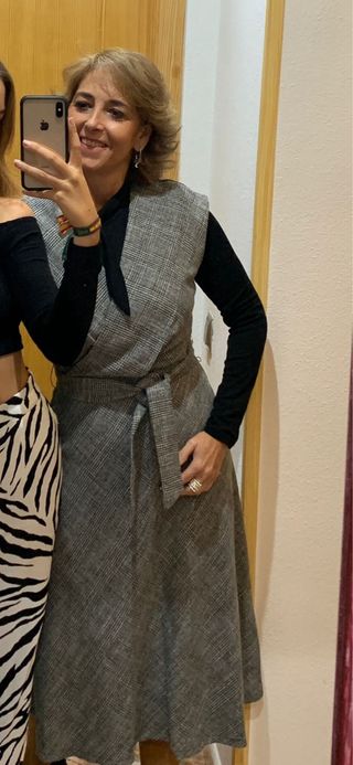 Vestido Mango Gris y Negro