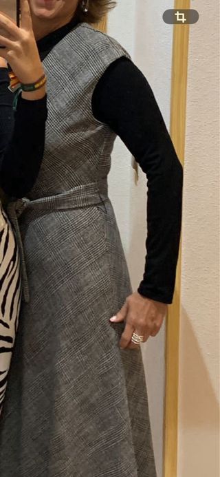 Vestido Mango Gris y Negro