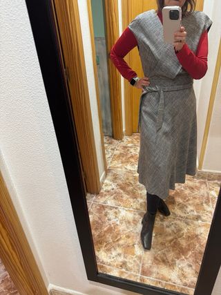 Vestido Mango Gris y Negro