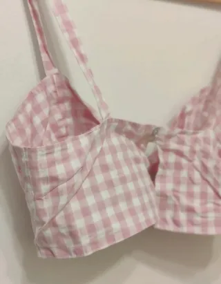 Top cuadros Vichy rosa Pull and Bear