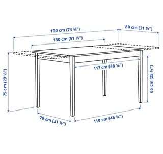 Mesa extensible blanca 130/190x80 cm
