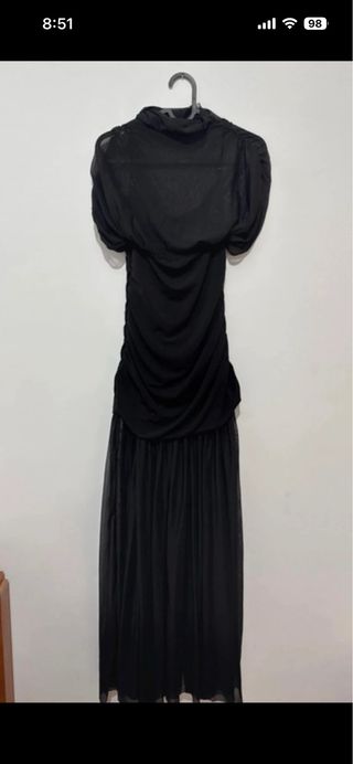 Vestido Zara Negro Drapeado