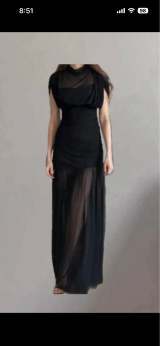 Vestido Zara Negro Drapeado