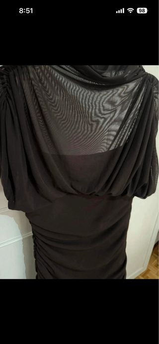 Vestido Zara Negro Drapeado