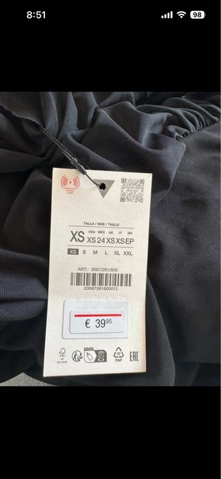 Vestido Zara Negro Drapeado