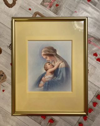 Quadro Stampa Madonna con Bambino, cornice oro