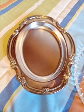 Bandeja plateada Plame Spain con cristal.