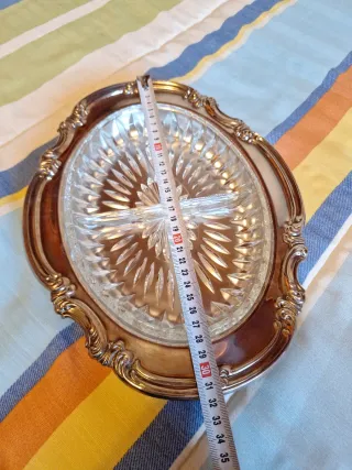 Bandeja plateada Plame Spain con cristal.