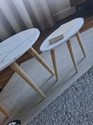 Mesas auxiliares ovaladas mármol x2