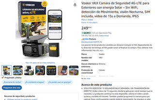 Cámara Seguridad Vosker VKX 4G-LTE Sin WiFi